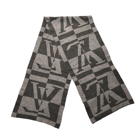 LOUIS VUITTON LV Split Dark Gray & Light Gray Scarf Pre-Owned - Picture 2 of 12